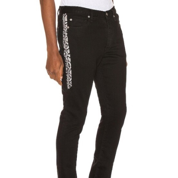 Keiser Clark Racer Denim Jeans Black faux python detailing - Picture 10 of 12